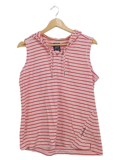 s'questo Damen Pullunder Kapuzen-Shirt gestreift Rosa Gr. 40/L