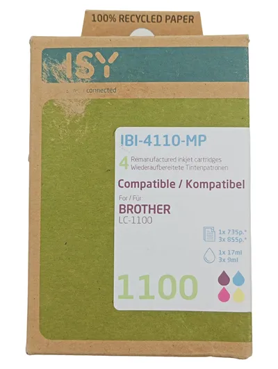 ISY IBI-4110-MP 4 Tintenpatronen kompatibel Brother LC-1100 CMYK