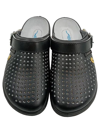 ABEBA ESD Arbeits-Clogs Herren Gr. 41 Schwarz Leder Berufsschuhe