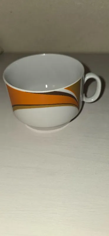 Schirnding Porzellan Tasse Retro Gestreift Orange 8 cm