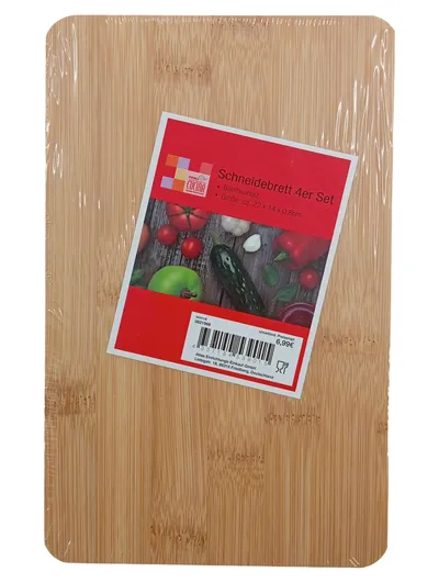 Schneidebrett 4er Set Bambus Holz 22x14cm Küche Frühstücksbrett