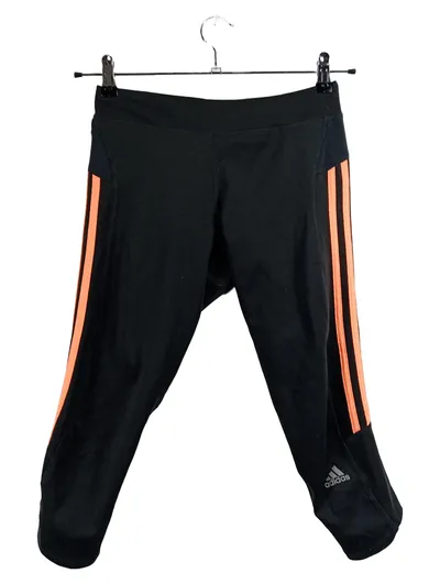 Adidas Damen Sport Capri Hose 3-Streifen Schwarz Orange Gr. 36/S