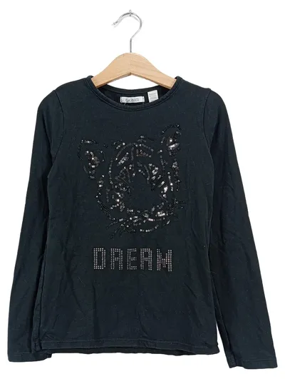 Okaïdi Langarmshirt Mädchen 126/128 Schwarz Pailletten Tiger DREAM