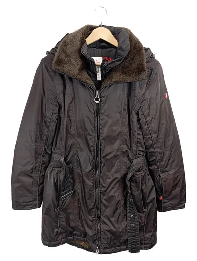 Wellensteyn Damen Winterjacke Gr. S Braun Outdoor Kapuze Fellkragen