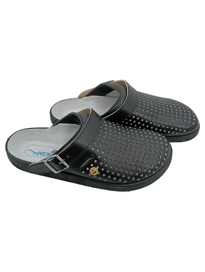 ABEBA Herren Arbeitsschuhe Clogs ESD Schwarz Leder Gr. 44 Berufsschuhe