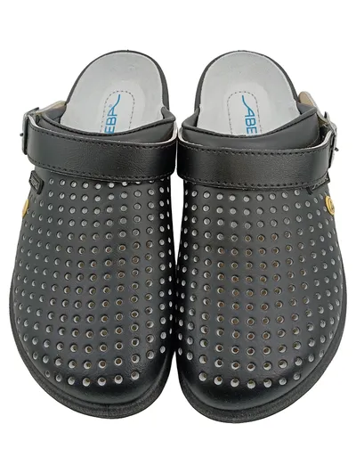 ABEBA Herren Arbeitsschuhe Clogs ESD Schwarz Leder Gr. 44 Berufsschuhe