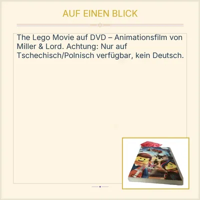 The Lego Movie DVD Animationsfilm Chris Miller Phil Lord