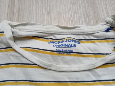 JACK & JONES Originals Herren T-Shirt Gr. S gestreift weiß gelb blau