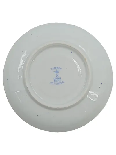 Tuppack Unterteller China Blau Tiefenfurt Porzellan Blumenmuster Vintage 14cm