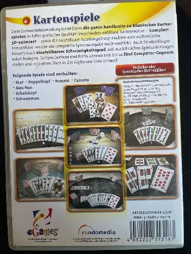 eGames Kartenspiele PC CD-ROM Skat Rommé Canasta Doppelkopf Windows Spiel