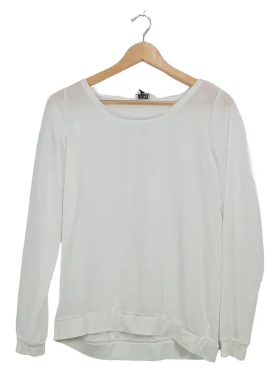 BIEN BLEU Damen Langarmshirt Weiß Gr. S Basic Casual Viskose