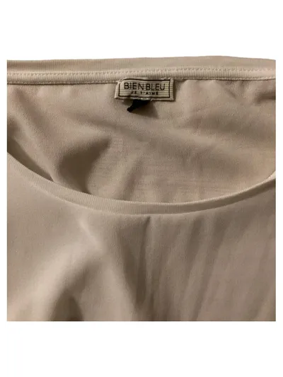 BIEN BLEU Damen Langarmshirt Weiß Gr. S Basic Casual Viskose