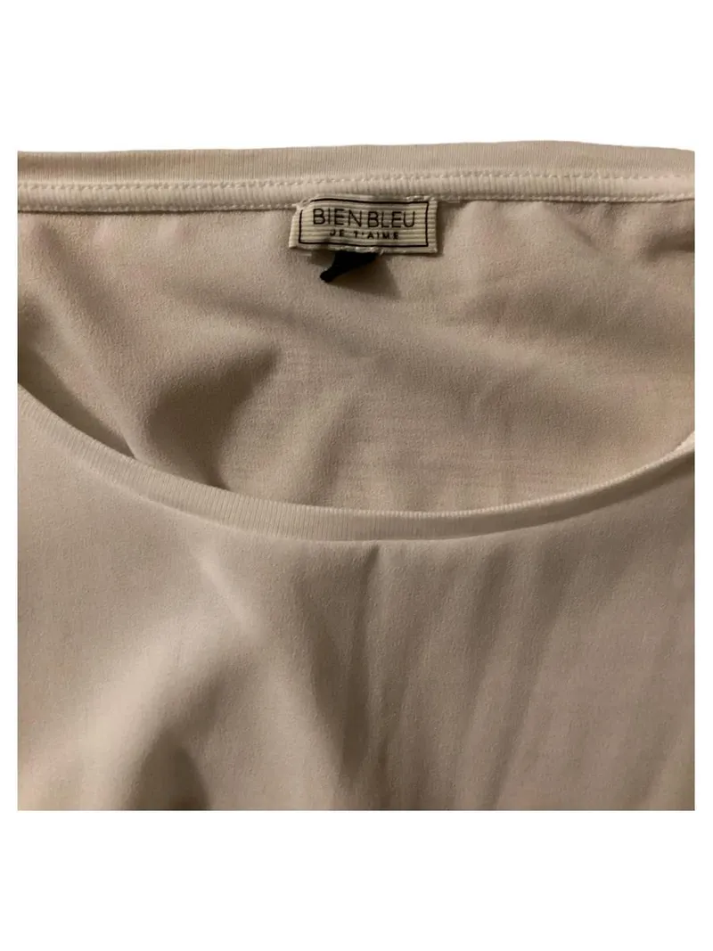 BIEN BLEU Damen Langarmshirt Weiß Gr. S Basic Casual Viskose 2