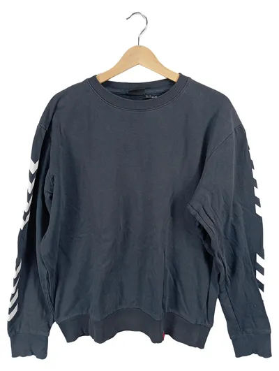 Hummel Pullover Herren Gr. XL Grau Chevron Streifen Sweatshirt Sport