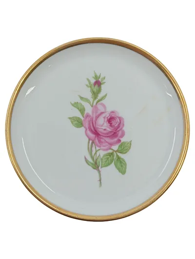 FÜRSTENBERG Unterteller Porzellan Rose Pink Goldrand klassisch 10cm