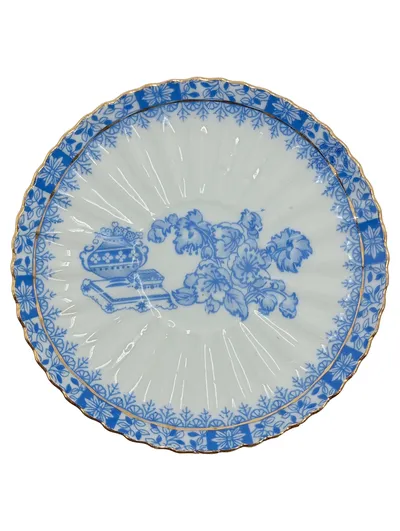 Tuppack Unterteller China Blau Tiefenfurt Porzellan Vintage 14cm