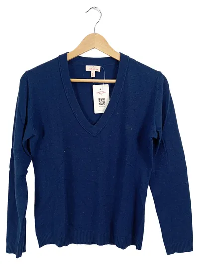 Daniel Hechter Damen Pullover V-Ausschnitt Strickpullover Blau Gr. 36