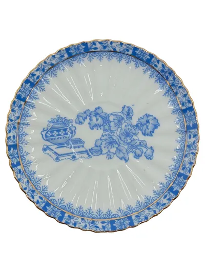 Tuppack Unterteller China Blau Tiefenfurt Porzellan Vintage Blumenmuster 14cm