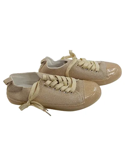 Claudia Ghizzani Damen Sneaker Low Gr. 37 Gold Glitzer Schnürschuhe