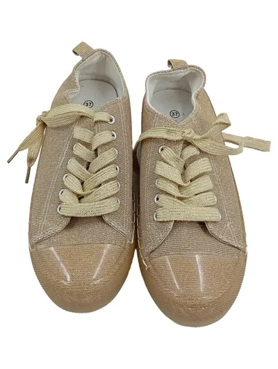 Claudia Ghizzani Damen Sneaker Low Gr. 37 Gold Glitzer Schnürschuhe