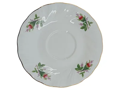 Domestic Victorian Rose Untertasse Unterteller Porzellan weiß Rosenmuster 15cm