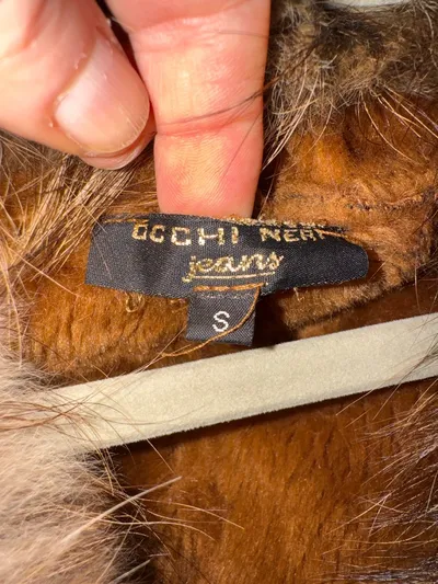 Occhi Neri Damen Wintermantel Pelzkragen Boho Gr. S Braun Lang