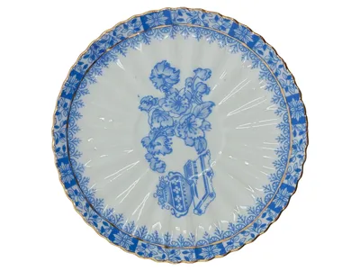 Tuppack Unterteller China Blau Tiefenfurt Porzellan Blumenmuster 14cm