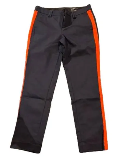 SET Damen Stoffhose Gr. 38 Blau Orange Seitenstreifen Chino