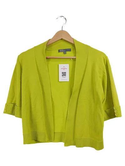 89th & Madison Damen Strickjacke Kurzarm Gr. M Grün Viskose Cropped