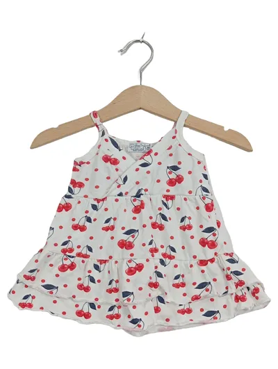 Dirkje Baby Mädchen Sommerkleid Kirschenmuster Weiß Gr. 56 1M