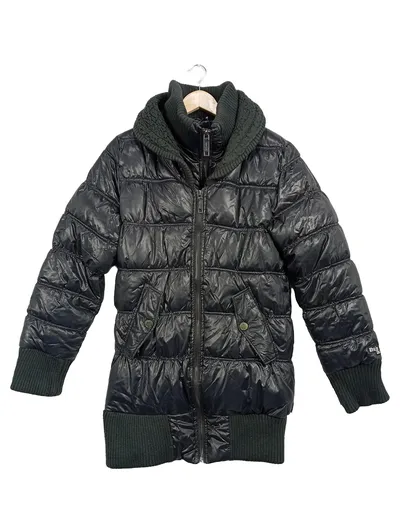 Khujo Steppjacke Damen XL Schwarz Urban Winterjacke Knit-Kragen