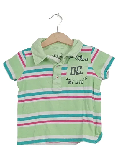 E-BOUND Kinder Poloshirt gestreift Gr. 98 grün kurzarm Jungen