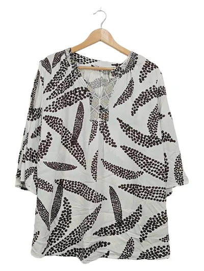 Helena Vera Damen Bluse Gr. 44 Weiß Schwarz Punkte Muster Viskose
