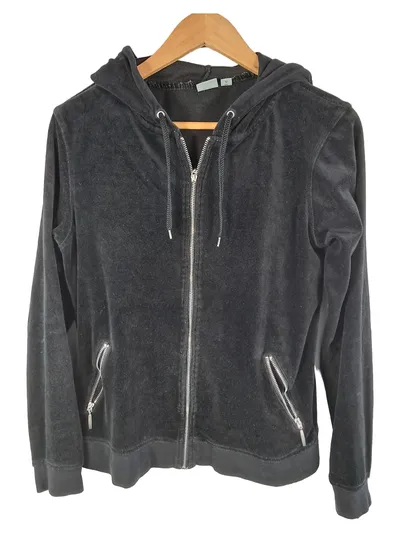 Alive Sweatjacke Kapuzenjacke Velours Gr. 176 Schwarz Reißverschluss