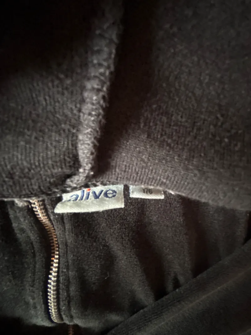 Alive Sweatjacke Kapuzenjacke Velours Gr. 176 Schwarz Reißverschluss 3