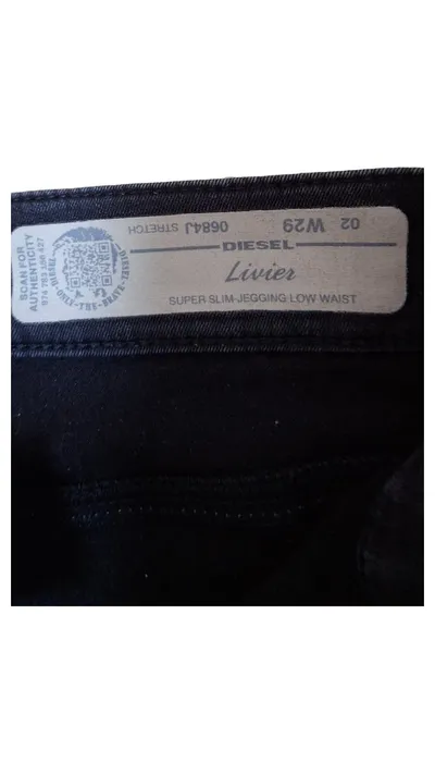Diesel Livier Damen Jeans Slim Fit W29 Grau Super Slim Jegging Low Waist