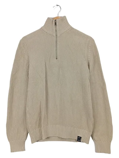 McNeal Herren Strickpullover Troyer Gr. S Beige Baumwolle Reißverschluss