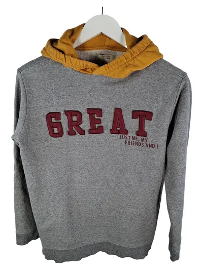 Zara Kids Kapuzenpullover Hoodie Schriftzug Grau Gr. 164 Baumwolle