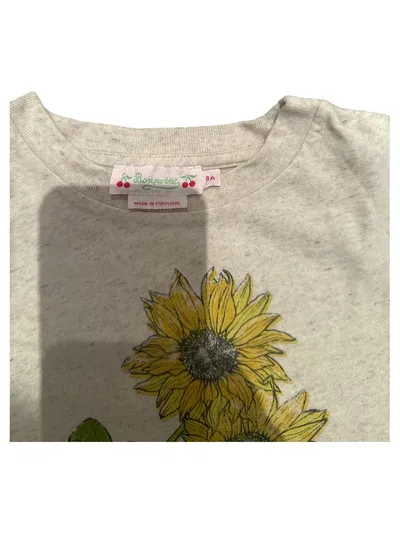Bonpoint Kinder T-Shirt Sonnenblumen Print Gr. 128/134 Beige Mädchen