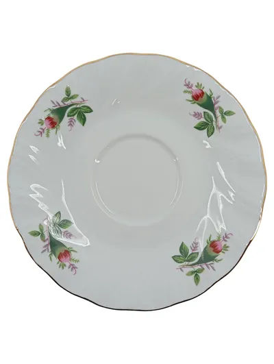 Domestic Victorian Rose Untertasse Unterteller Porzellan weiß Rosenmuster