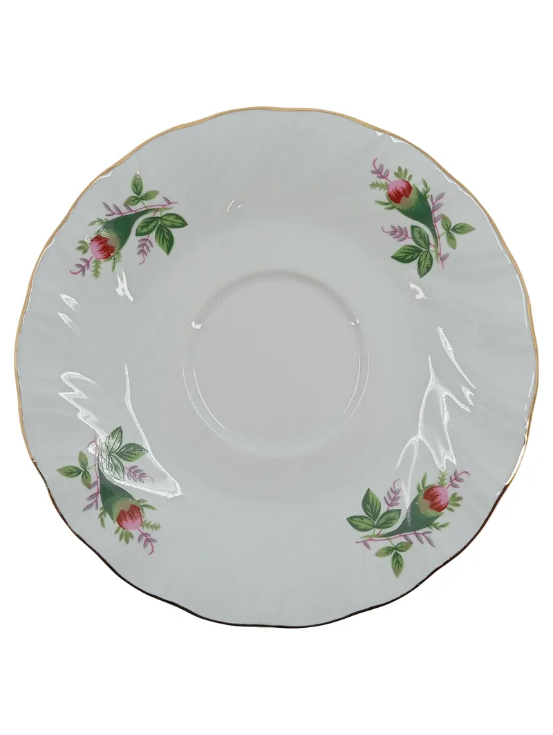 Domestic Victorian Rose Untertasse Unterteller Porzellan weiß Rosenmuster 2