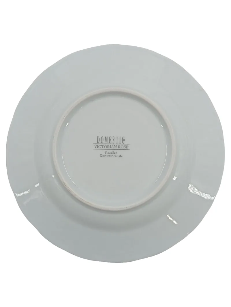 Domestic Victorian Rose Untertasse Unterteller Porzellan weiß Rosenmuster 3