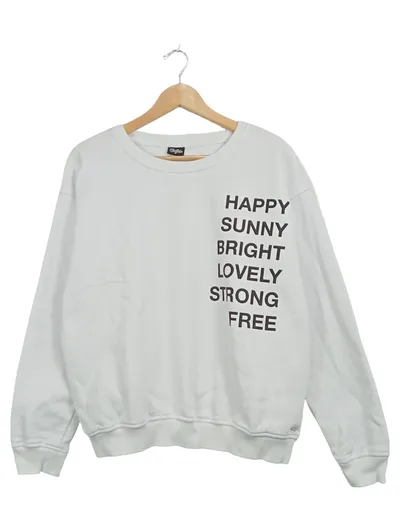 Buffalo Damen Sweatshirt Pullover Weiß Gr. M Schriftzug Print
