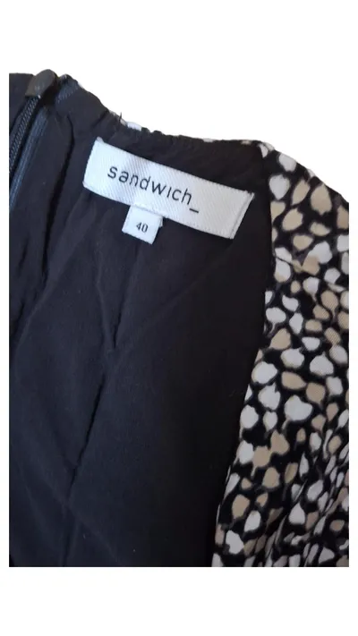 Sandwich Damen Freizeitkleid Gr. 40 Schwarz Gepunktet Viskose Midi