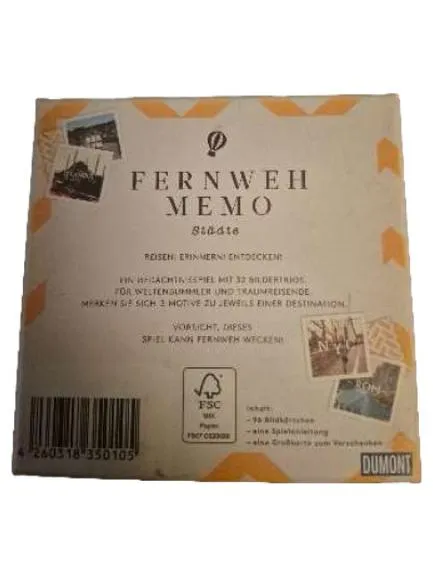 Fernweh Memo Städte DuMont Gedächtnisspiel 96 Bildkarten 32 Trios Reise 2