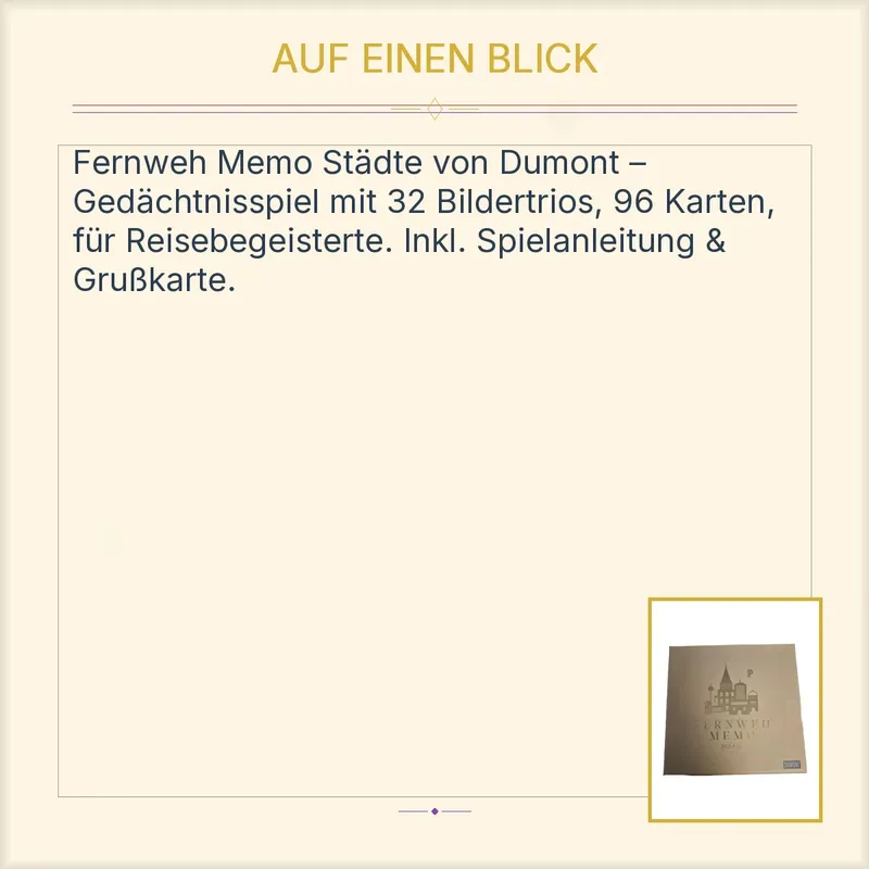 Fernweh Memo Städte DuMont Gedächtnisspiel 96 Bildkarten 32 Trios Reise 3