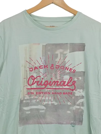 Jack & Jones Originals Herren T-Shirt Gr. M Mintgrün Print Baumwolle