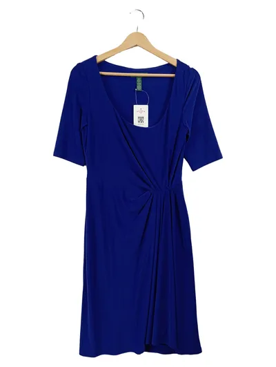 Ralph Lauren Damen Kleid Wickeloptik Blau Gr. 42 Businesskleid Jersey