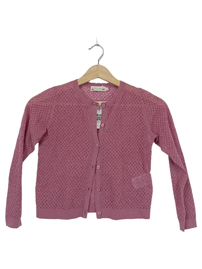 Bonpoint Strickjacke Mädchen 128/134 Rosa Lochmuster Cardigan