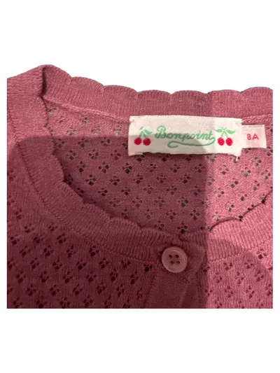 Bonpoint Strickjacke Mädchen 128/134 Rosa Lochmuster Cardigan
